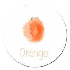 Orange Fruit Watercolor Painted Magnet 5  (round)