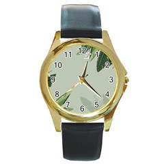 Banana Pattern Plant Round Gold Metal Watch