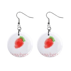 Strawbery Fruit Watercolor Painted Mini Button Earrings by Mariart