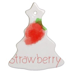 Strawbery Fruit Watercolor Painted Christmas Tree Ornament (two Sides) by Mariart