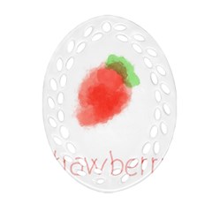Strawbery Fruit Watercolor Painted Ornament (oval Filigree)