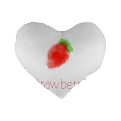 Strawbery Fruit Watercolor Painted Standard 16  Premium Flano Heart Shape Cushions by Mariart