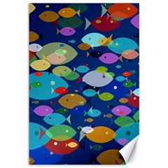 Illustrations Sea Fish Swimming Colors Canvas 12  X 18  by Alisyart