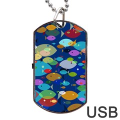 Illustrations Sea Fish Swimming Colors Dog Tag Usb Flash (one Side) by Alisyart