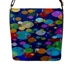 Illustrations Sea Fish Swimming Colors Flap Closure Messenger Bag (l)