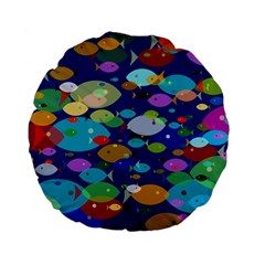 Illustrations Sea Fish Swimming Colors Standard 15  Premium Flano Round Cushions by Alisyart