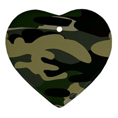 Green Military Camouflage Pattern Ornament (heart)