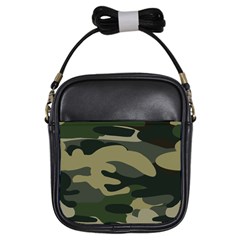 Green Military Camouflage Pattern Girls Sling Bag by fashionpod