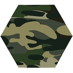 Green Military Camouflage Pattern Wooden Puzzle Hexagon by fashionpod