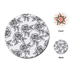 Line Art Black And White Rose Playing Cards Single Design (round)