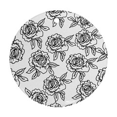 Line Art Black And White Rose Round Ornament (two Sides)