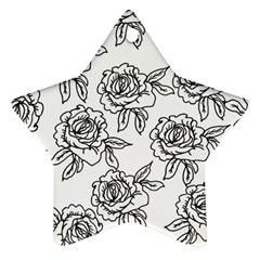 Line Art Black And White Rose Star Ornament (two Sides)