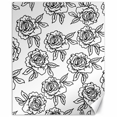 Line Art Black And White Rose Canvas 16  X 20 