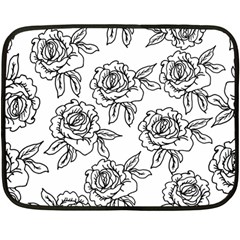 Line Art Black And White Rose Fleece Blanket (mini)