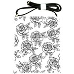 Line Art Black And White Rose Shoulder Sling Bag Front