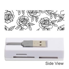 Line Art Black And White Rose Memory Card Reader (stick)
