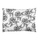 Line Art Black And White Rose Pillow Case (Two Sides) Back