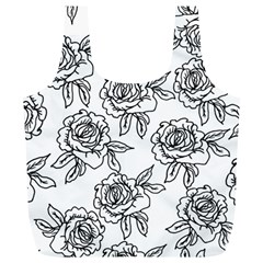 Line Art Black And White Rose Full Print Recycle Bag (xl)