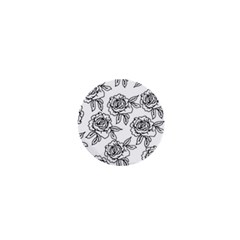 Line Art Black And White Rose 1  Mini Buttons