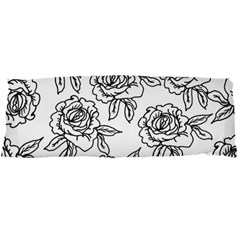 Line Art Black And White Rose Body Pillow Case Dakimakura (two Sides)