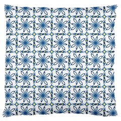 Blue Floral Pattern Large Cushion Case (one Side) by MintanArt