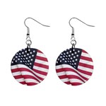 Flapping American Flag Mini Button Earrings