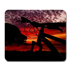 Mountain Bike Parked At Waterfront Park003 Large Mousepads by dflcprintsclothing