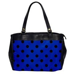 Large Black Polka Dots On Absolute Zero Blue - Oversize Office Handbag by FashionLane