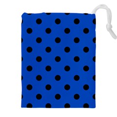 Large Black Polka Dots On Absolute Zero Blue - Drawstring Pouch (4xl) by FashionLane