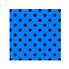 Large Black Polka Dots On Azure Blue - Small Satin Scarf (square) by FashionLane