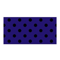 Large Black Polka Dots On Berry Blue - Satin Wrap