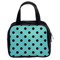 Large Black Polka Dots On Tiffany Blue - Classic Handbag (two Sides) by FashionLane