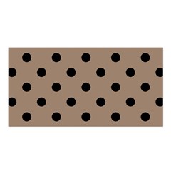 Large Black Polka Dots On Beaver Brown - Satin Shawl