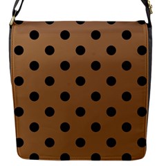 Large Black Polka Dots On Bone Brown - Flap Closure Messenger Bag (s)