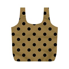 Large Black Polka Dots On Bronze Mist - Full Print Recycle Bag (m)