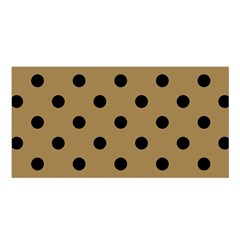 Large Black Polka Dots On Bronze Mist - Satin Shawl