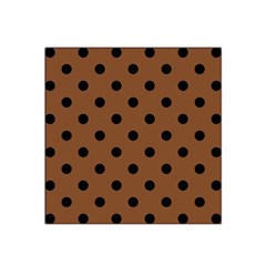 Large Black Polka Dots On Caramel Cafe Brown - Satin Bandana Scarf