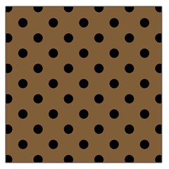 Large Black Polka Dots On Coyote Brown - Large Satin Scarf (square)