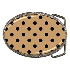 Large Black Polka Dots On Pale Brown - Belt Buckles