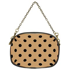 Large Black Polka Dots On Pale Brown - Chain Purse (One Side)