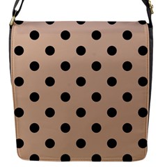 Large Black Polka Dots On Toasted Almond Brown - Flap Closure Messenger Bag (s)