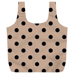 Large Black Polka Dots On Toasted Almond Brown - Full Print Recycle Bag (xl) by FashionLane