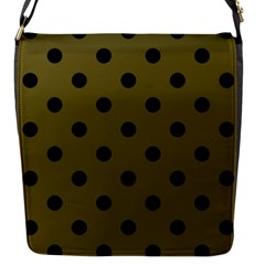 Large Black Polka Dots On Antique Bronze - Flap Closure Messenger Bag (s)