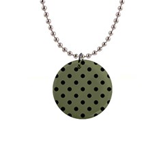 Large Black Polka Dots On Calliste Green - 1  Button Necklace by FashionLane