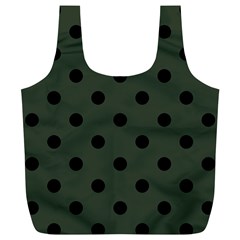 Large Black Polka Dots On Kombu Green - Full Print Recycle Bag (xl) by FashionLane