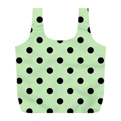 Large Black Polka Dots On Tea Green - Full Print Recycle Bag (l)