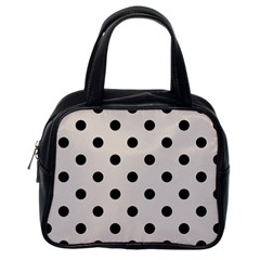 Large Black Polka Dots On Abalone Grey - Classic Handbag (one Side) by FashionLane