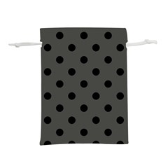 Large Black Polka Dots On Beluga Grey - Lightweight Drawstring Pouch (L)