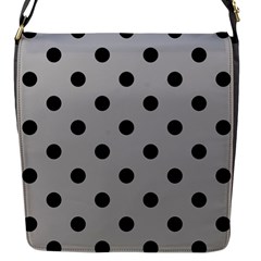 Large Black Polka Dots On Chalice Silver Grey - Flap Closure Messenger Bag (S)