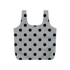 Large Black Polka Dots On Chalice Silver Grey - Full Print Recycle Bag (s) by FashionLane